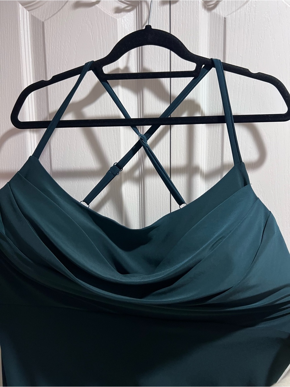 Morgan & Co. Green Solid Cowl Neck Ruched Strappy Slip Dress 18W